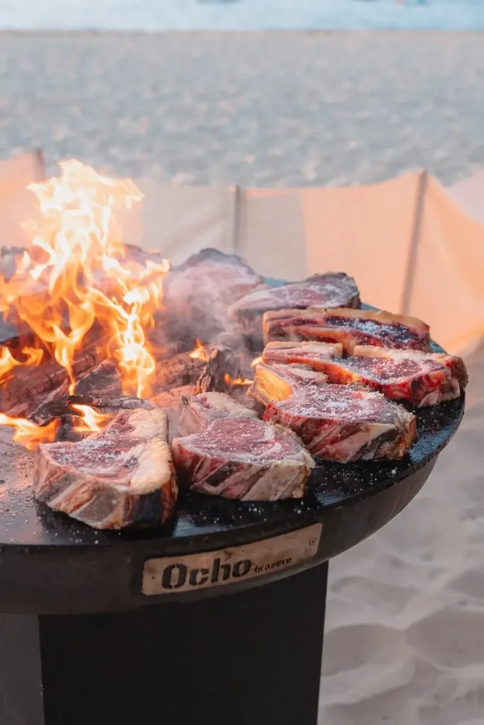 Belles pièces de viande saisies au brasero